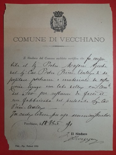 Comune vecchiano 1883 - vecchiano, (pi)