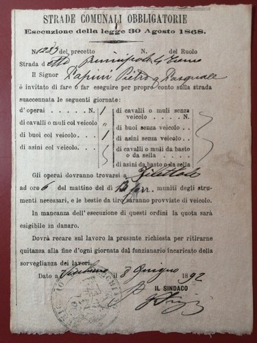 Vecchiano 6 1892 - vecchiano, 8/6/1892